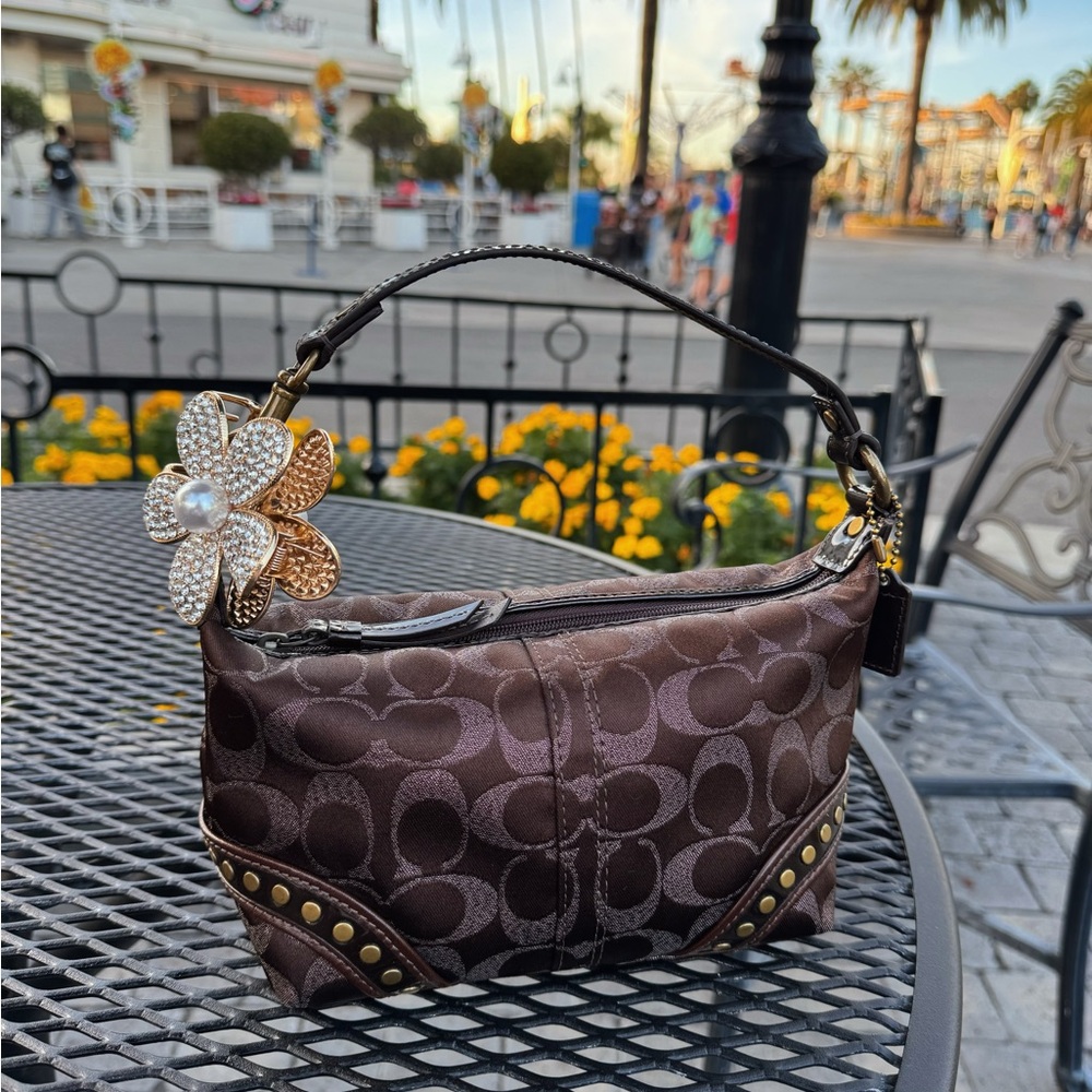 SOLD ‼️Vintage Coach Signature Lurex Studded Small Hobo Bag